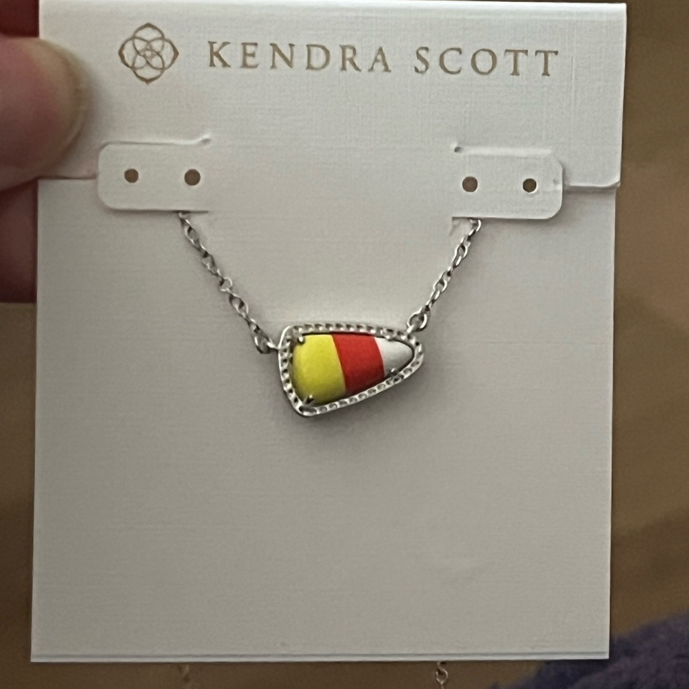 New Kendra Scott Candy Corn Silver Necklace